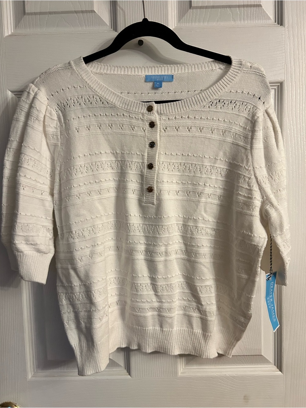 Draper James Women's Cream Knit Button-Henley Sweater